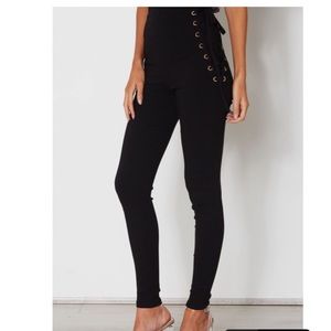 Black lace up pants